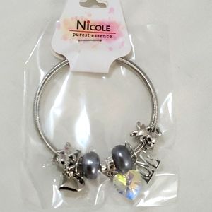 Nicole Silver Tone Women's Girl Charms Bracelet